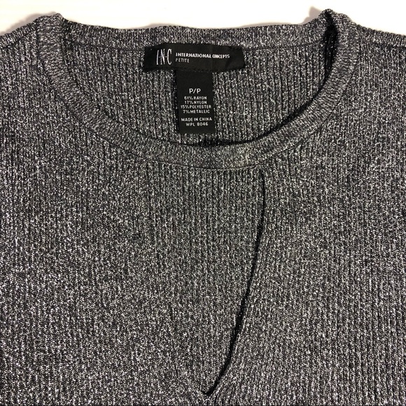 NWT INC Silver Keyhole Chest Cutout Metallic Top 0P - 2P - Picture 5 of 10